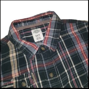Dickies Plaid Flannel Shirt Mens Size 2XT Workwear Classic Design Pockets